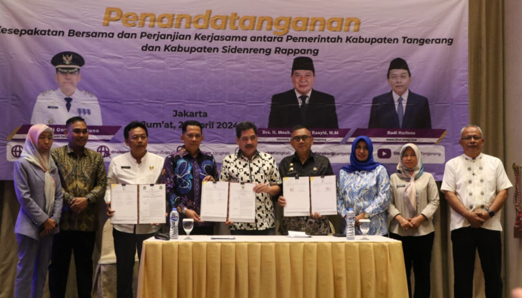 Pj Bupati Tangerang Dan Pj Kabupaten Sidenreng Rappang Tandatangani MOU Kerjasama Antar Daerah